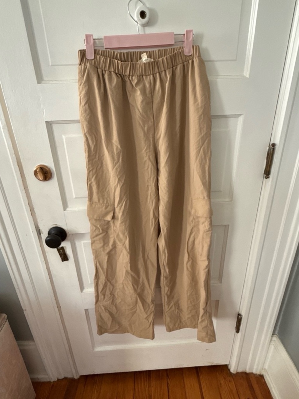La Hearts Beige Wide-Leg Track Pants